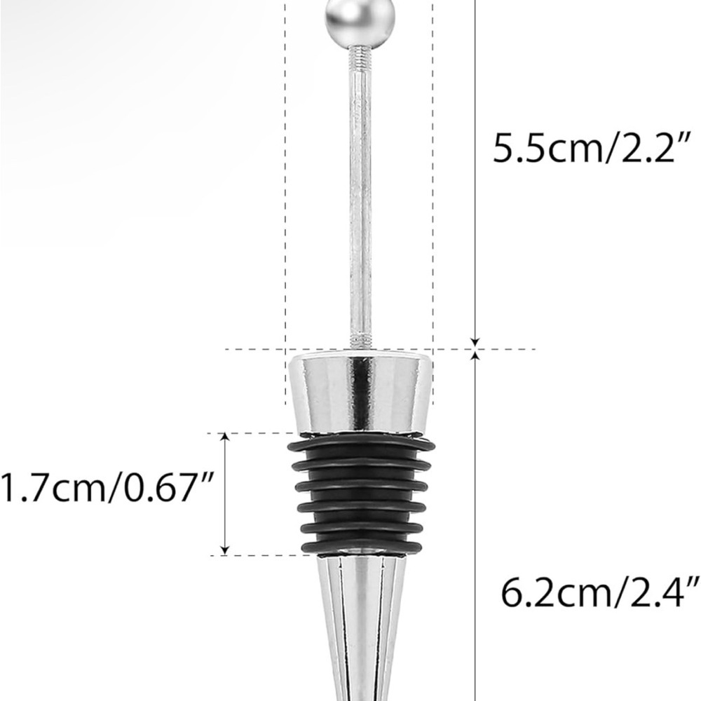 Beadable Silver and Black Wine Bottle Stopper - Set of 14 - Picture 3 of 3